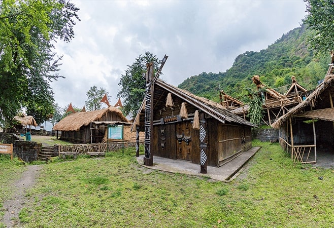 Kisama Heritage Village is a Naga open-air museum showcasing traditional settlements, tribal life, and cultural heritage
