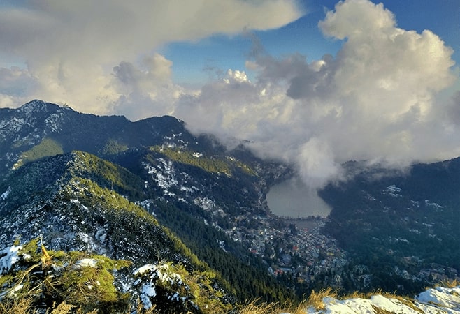 Naina Peak is a popular trekking spot with views of Nainital and the Himalayas