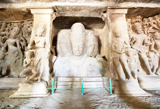 The caves are known for their rock-cut architecture and sculptures depicting Hindu mythology.