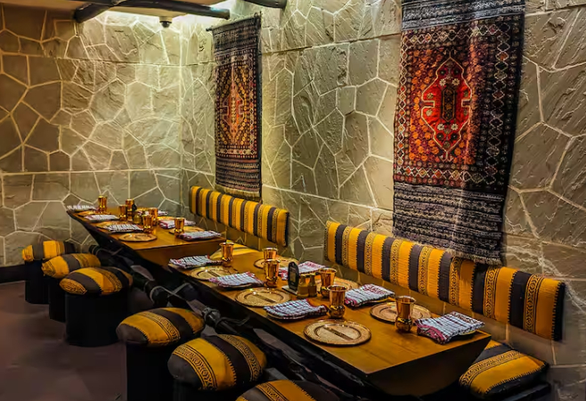 Known as the crown jewel of the hotel, it offers a family-style meal with an assortment of kebabs and tikkas cooked in clay tandoors