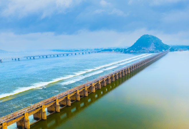 Prakasam Barrage is a major attraction of Vijayawada, visited by a huge number of tourists every year.