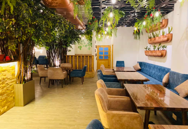The Plant Story is a nature-inspired rooftop restaurant and cafe in Jodhpur, offering a lush green terrace and contemporary decor